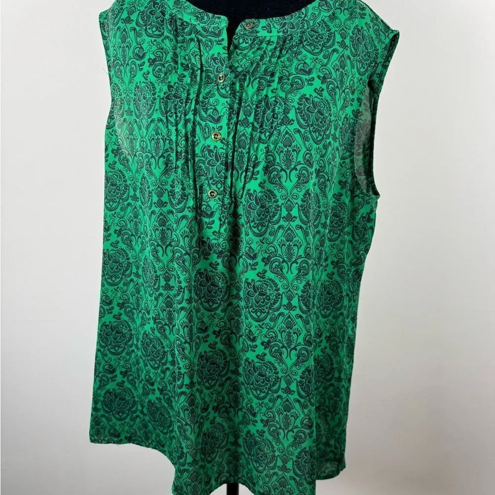 Banana Republic Green Sleeveless Blouse with Mandarin Collar - Picture 1 of 10